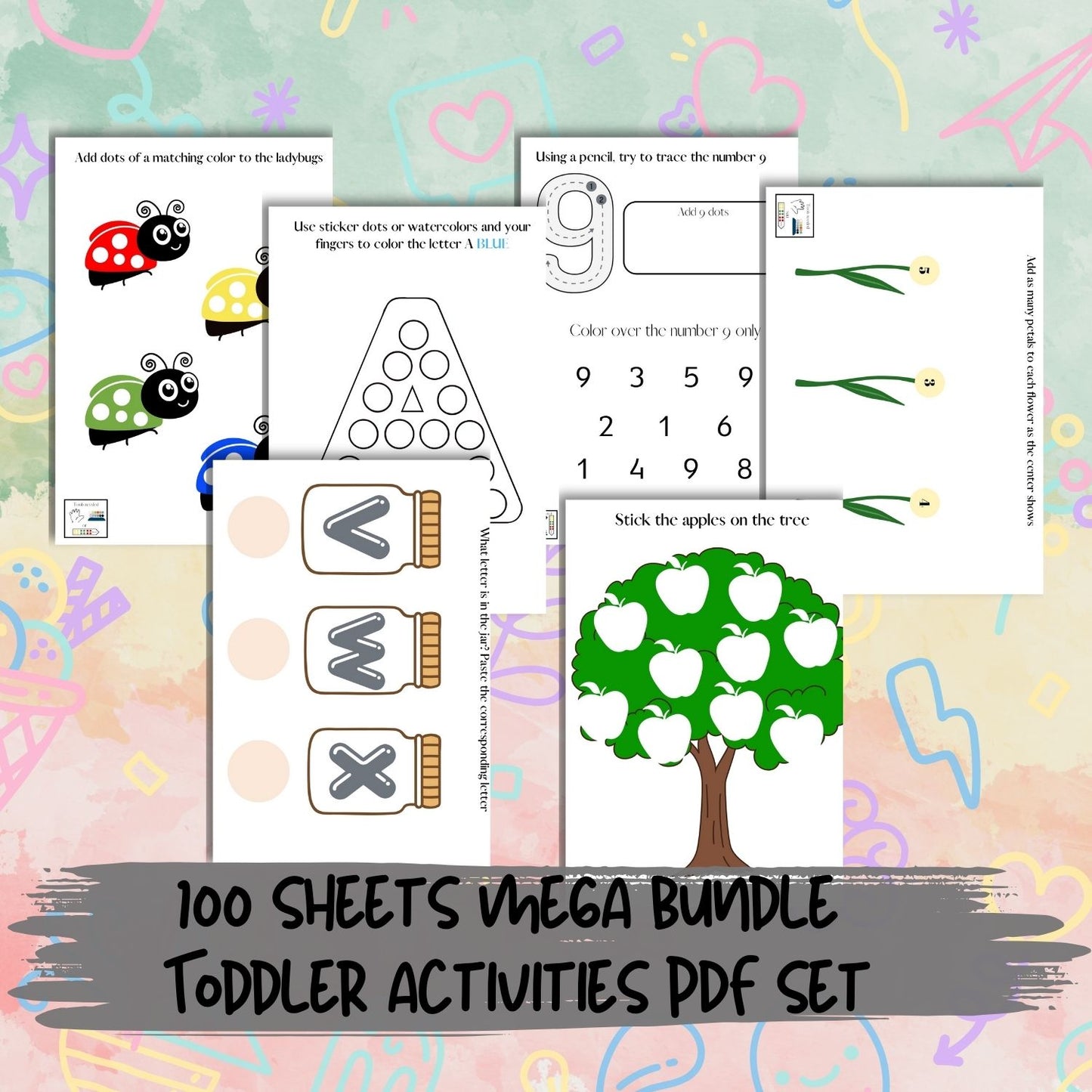 Learning printable sheets bundle for toddlers